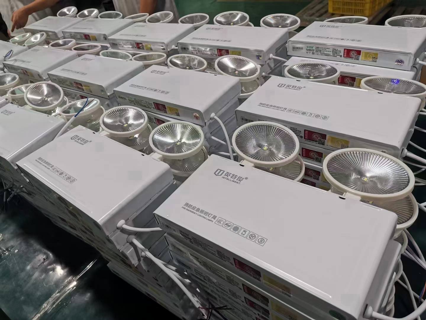 Twin-spot emergency lights prepared in batch