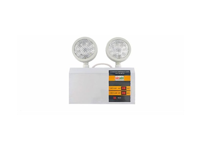 Twin head emergency light with meter