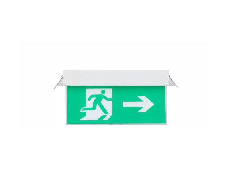 Recessed hanging exit sign
